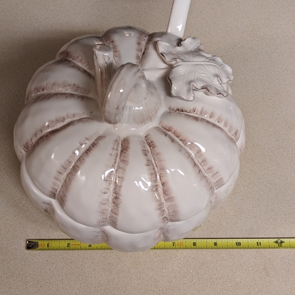 MIKASA Countryside Harvest 10” Covered Soup Tureen Ladle Pumpkin Pottery - Picture 2 of 12